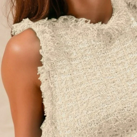 Tweed Knit Sweater Vest Top